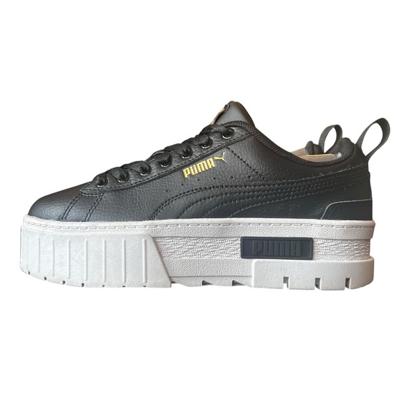 PUMA Mayze Leather Shoes  Big Kid 4.5C Puma Black/Puma Team Gold 384527-02 EU 36 - Picture 1 of 13